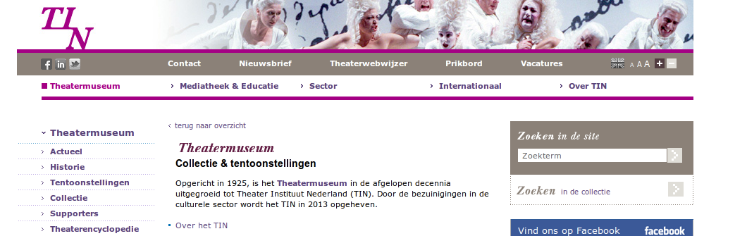 De website van het Theaterinsituut, met een database, een theaterencyclopedie en duizenden acteursbiografieën foto's en vieo's, houdt ook per 1 januaro 2013 op te ebstaan.