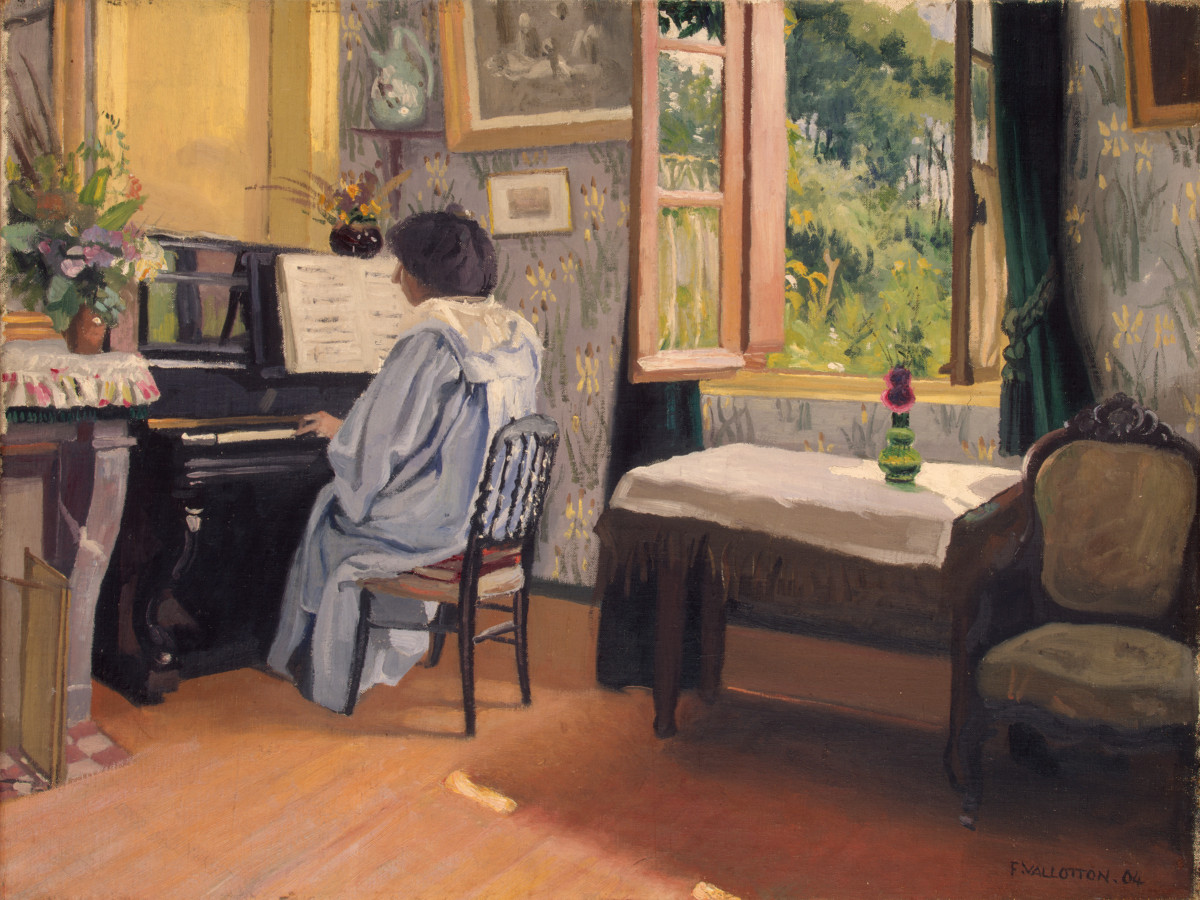 Félix Vallotton: ''Vrouw achter een piano''. 1904, olieverf op doek, 43,5 x 57 cm. State Hermitage Museum, St Petersburg.