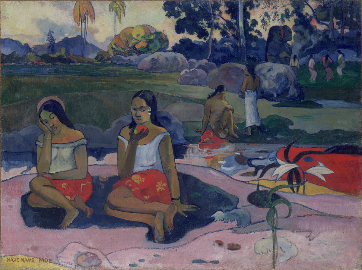 Paul Gauguin: ''Heilige lente: Zoete dromen (Nave Nave Moe)''. 1894. Olieverf op doek, 74 x 100 cm State Hermitage Museum, St Petersburg
